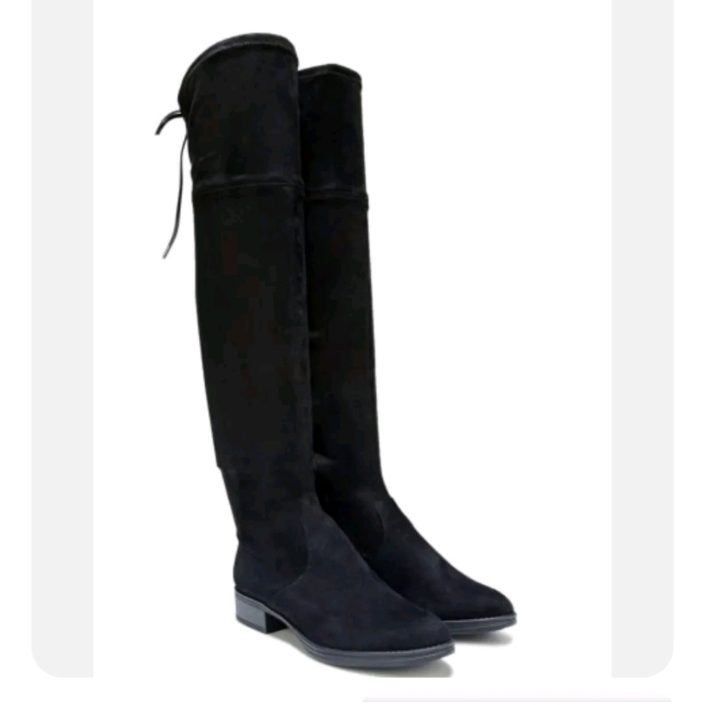 CIRCUS BY SAM EDELMAN Womens Black Logo Peyton Almond Toe Block Heel Boots